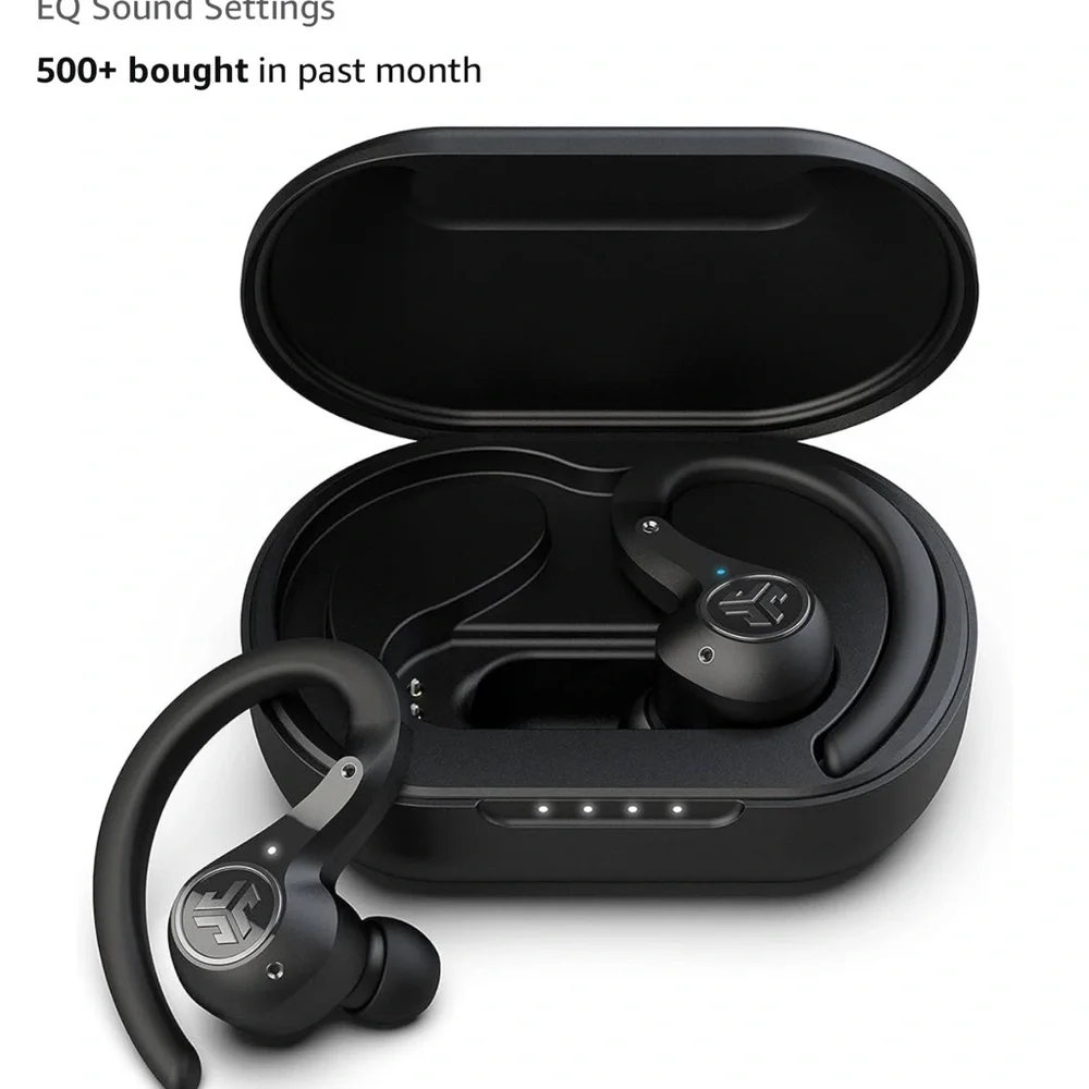 Black Wireless Earbuds with Ear Hooks